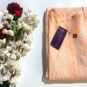 Peach Long Chikankari Kurti – Effortless Ethnic Charm