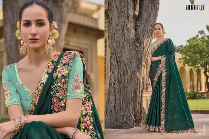 HUSNA  COUTURE Sequence With Embroidery Butti Work Saree